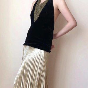 Vintage Ralph Lauren Velvet Beaded Open-back Halter Top SIZE 4